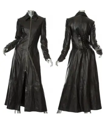 thumbnail image 2 of Men's Real Cow Leather Gothic Matrix Trench Coat – Biker Style, Soft & Comfortable (XXS–5XL) 2 of 5