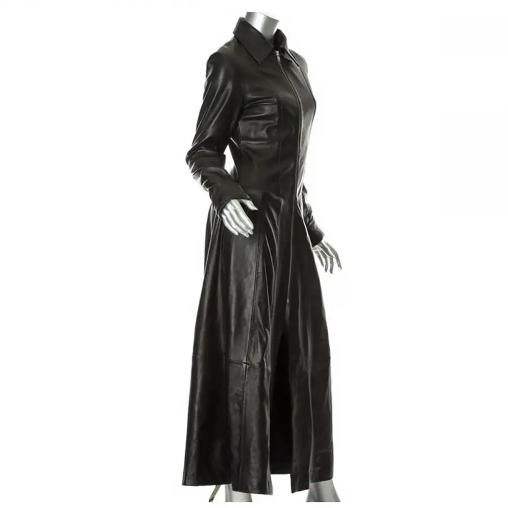 Women Steampunk Matrix Long Leather Goth Coat | The Dark Attitude