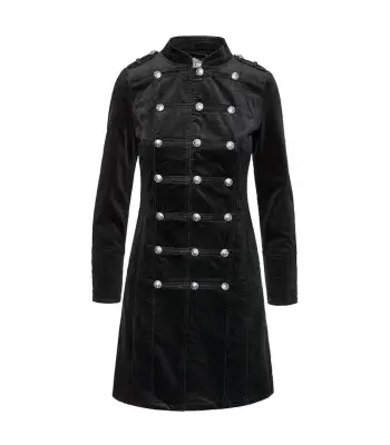 Womens Gothic Black Fitted Velvet Coat Womens Vintage Coat
