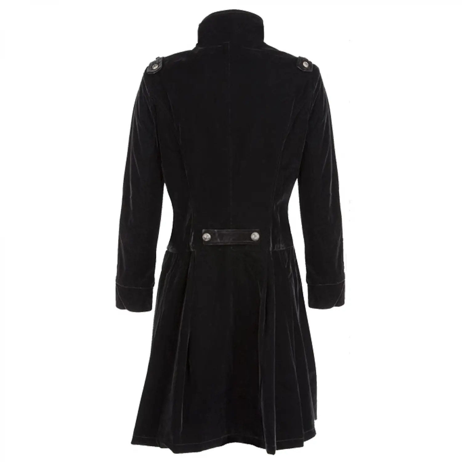 Women Double Breast Military Coat | Black Velvet Gothic Coat