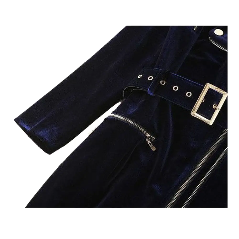 Women Fashion Charming Zipper Slim Velvet Goth Coat