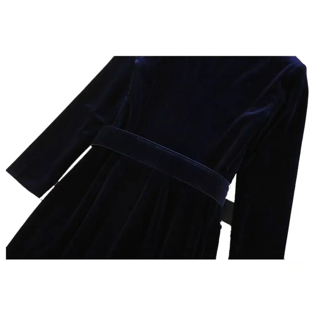 Women's Velvet Belted Asymmetrical Coat - Longline Moto Style - Image 2