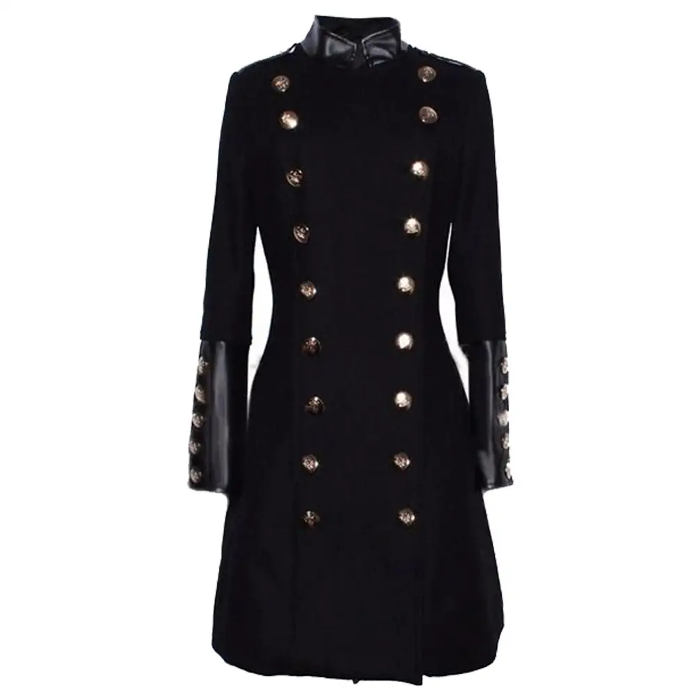 Women Military Double Breasted Slim Gothic Coat