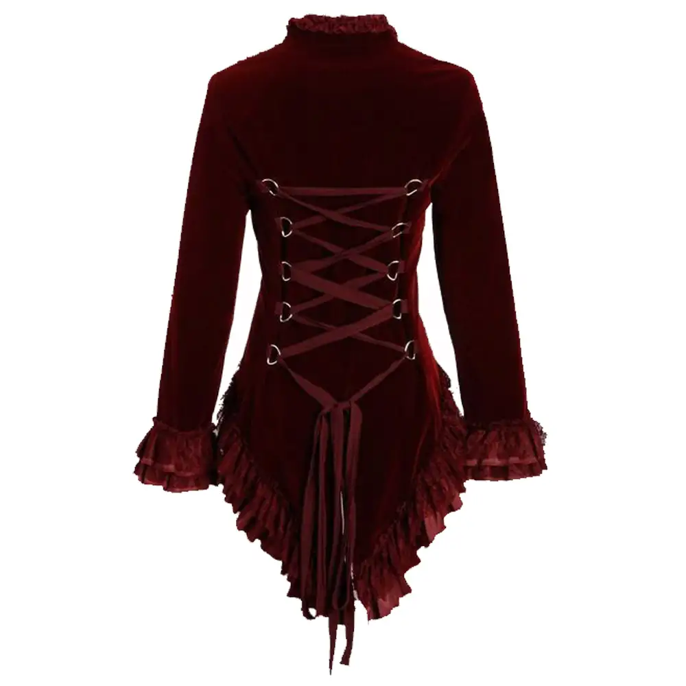 Velvet Ruffled Dovetail Coat Women Gothic Coat Velvet Ruffled Dovetail Coat Women Gothic Coat