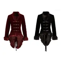 Velvet Ruffled Dovetail Coat Women Gothic Coat