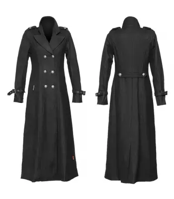 Women Gothic Military Long Wool Coat Women Goth Coat