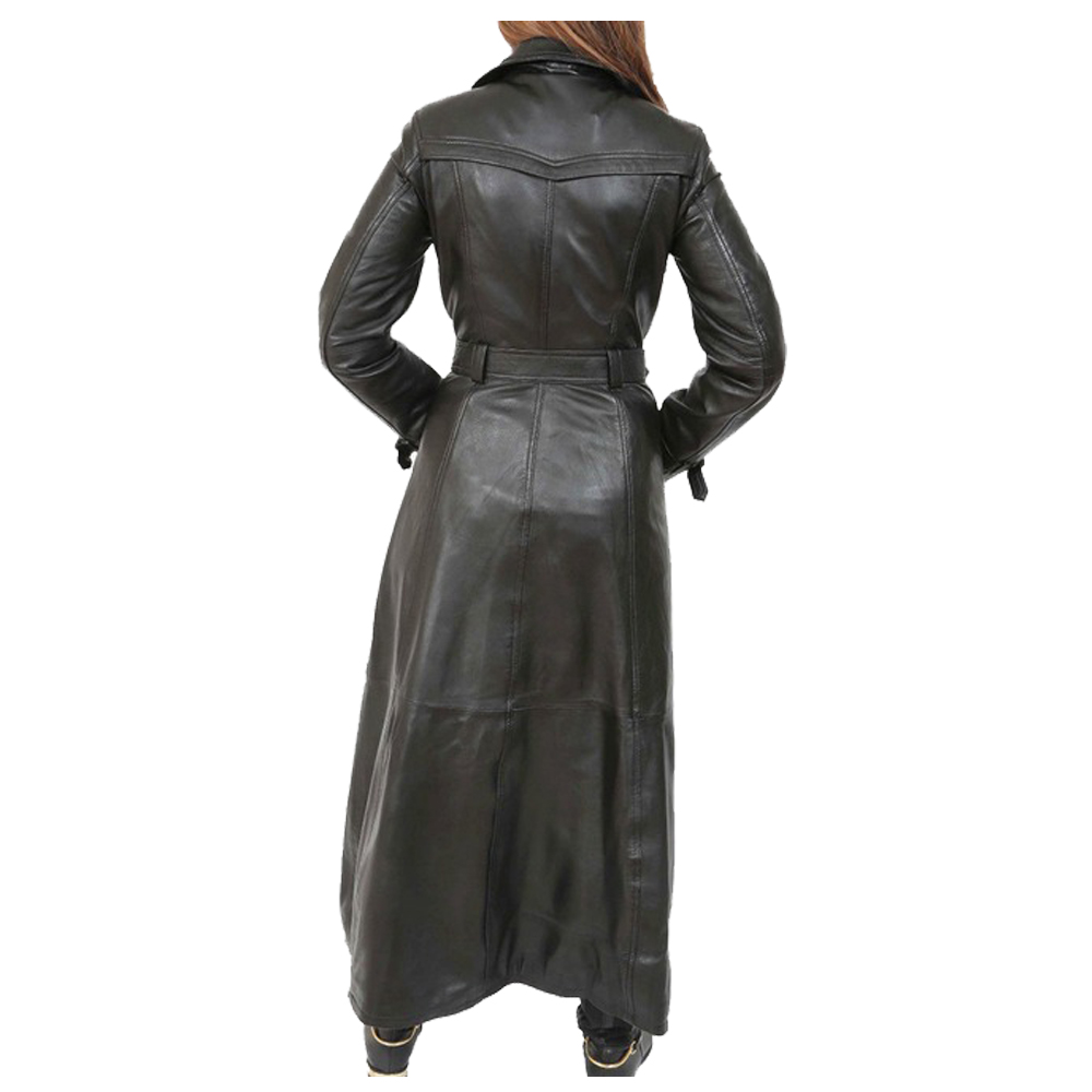 Women Gothic Leather Trench Coat Full 