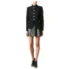 Women Gothic Military Style Coat Black Fashion Officer Coat