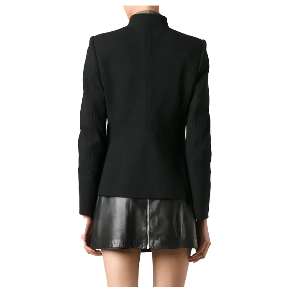 Women Gothic Military Style Coat Black Fashion Officer Coat