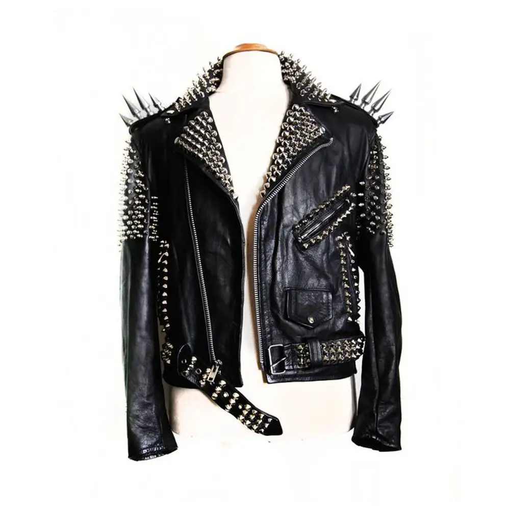 Women Spice Black genuine Leather Gothic jacket