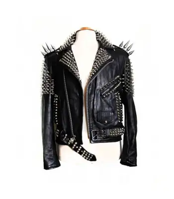 Women Spice Black genuine Leather Gothic jacket