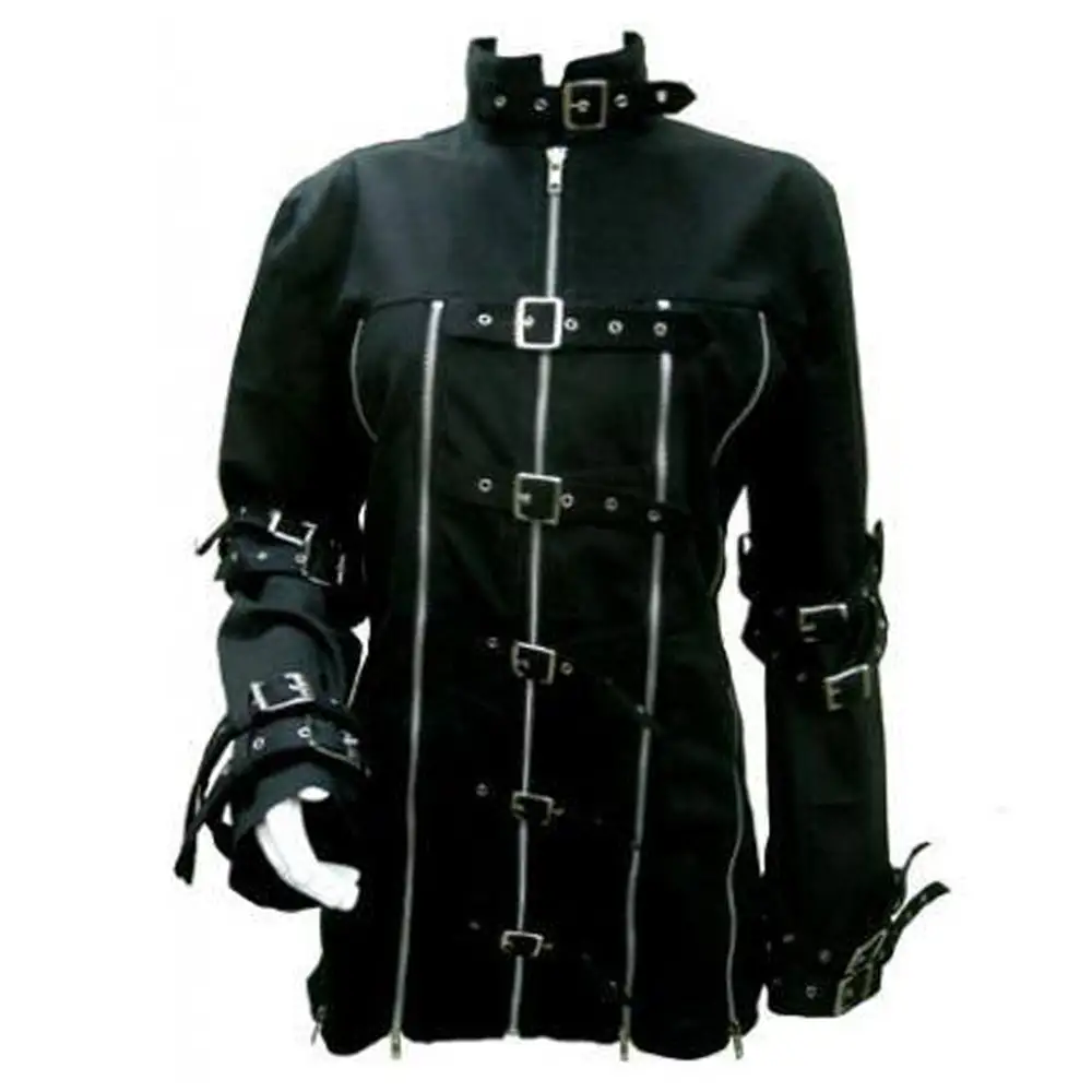 Women Steampunk Style Goth Coat Zip Buckle Wool Coat