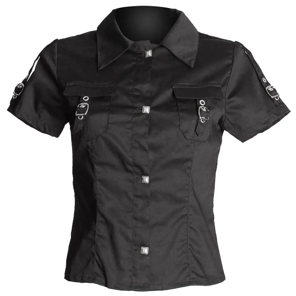 Women Gothic Shirt Black Short Sleeve Shirt