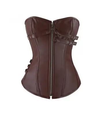 Women Brown Leather Gothic Corset