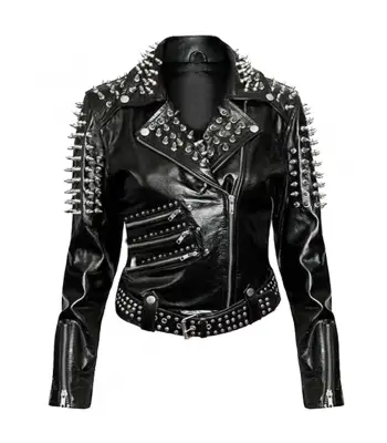 Women Real Leather Fashion Gothic Jacket
