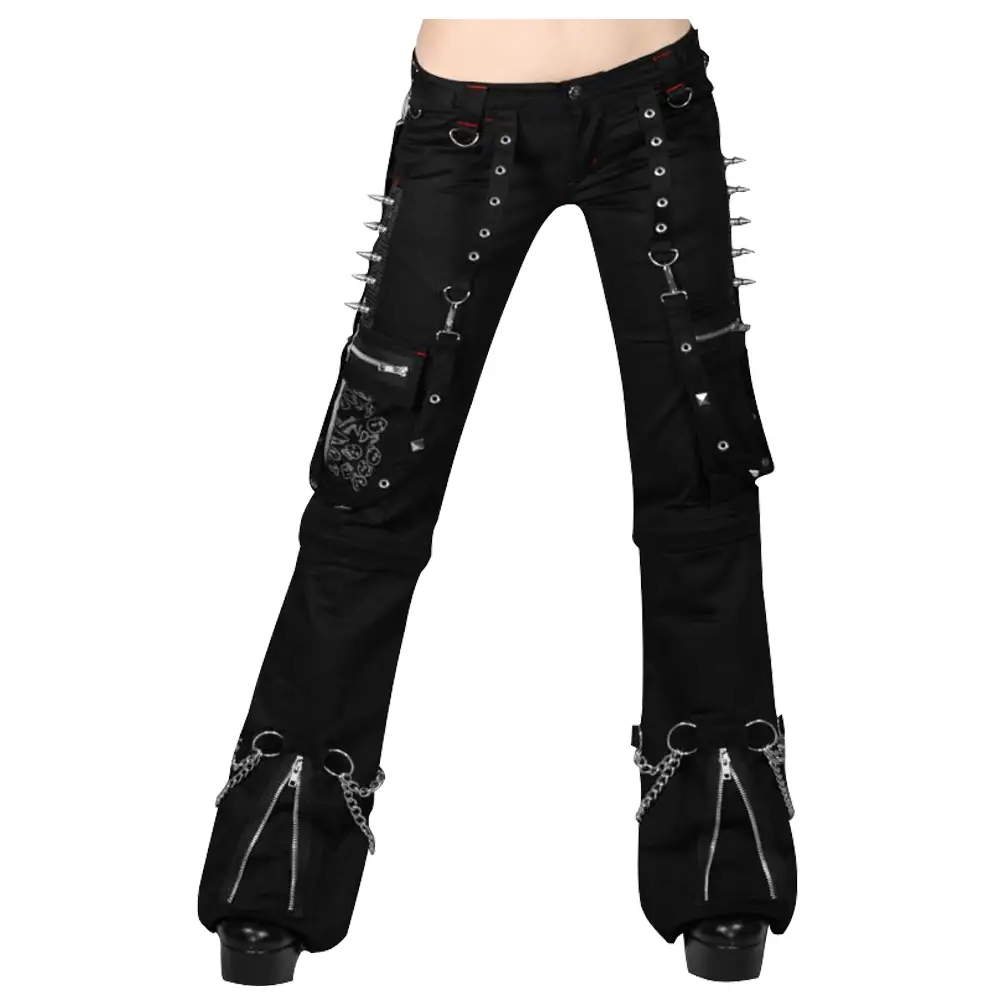 Women Spikes Gothic Pant Fetish Studded Chains Pant