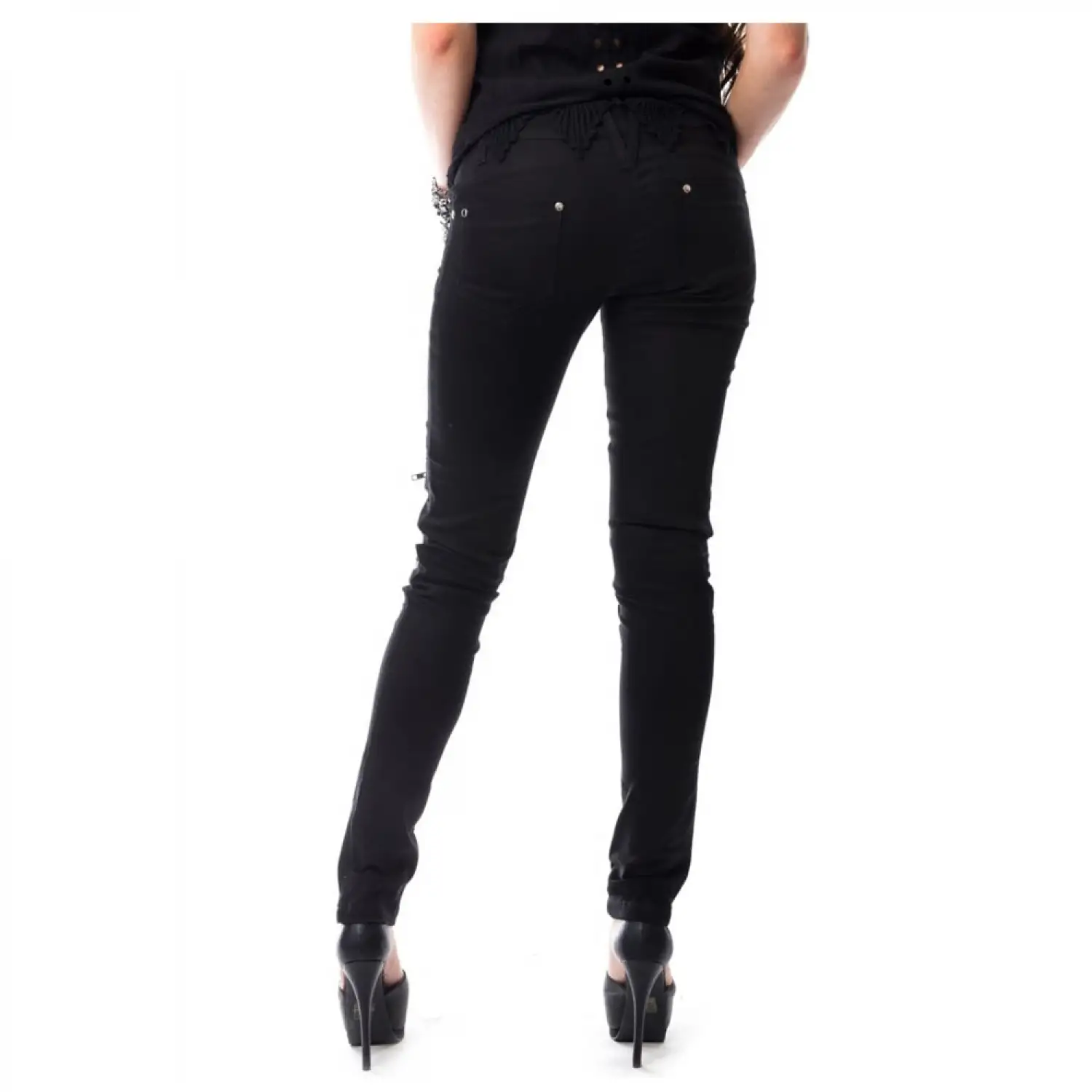 Women Gothic Pant Women Slim Fit Multi Zip Leggings Pant