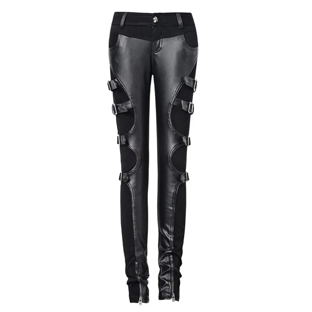 Women EMO Party Pant Goth Skinny Zipper Jeans Outfit