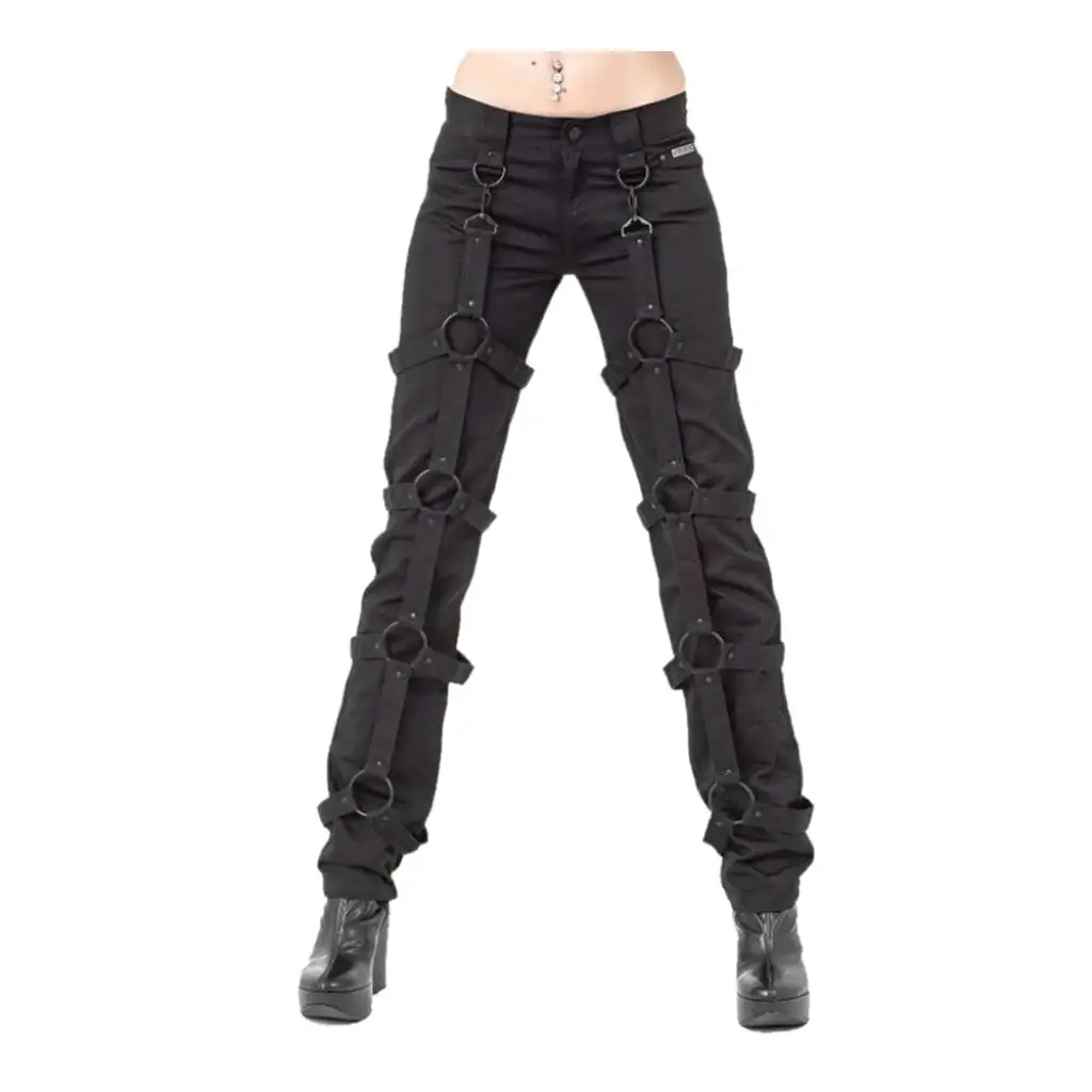 Gothic Black Unisex Bell Bottoms Hip Hop Cargo Pants for Men Women  Steampunk Punk Chain Pants Motorcycle Trousers