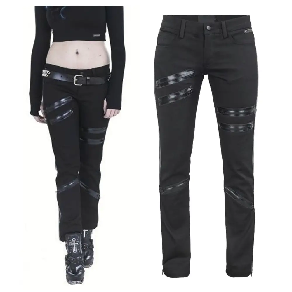 Women Goth Long Pant Zippers Gothic Pants