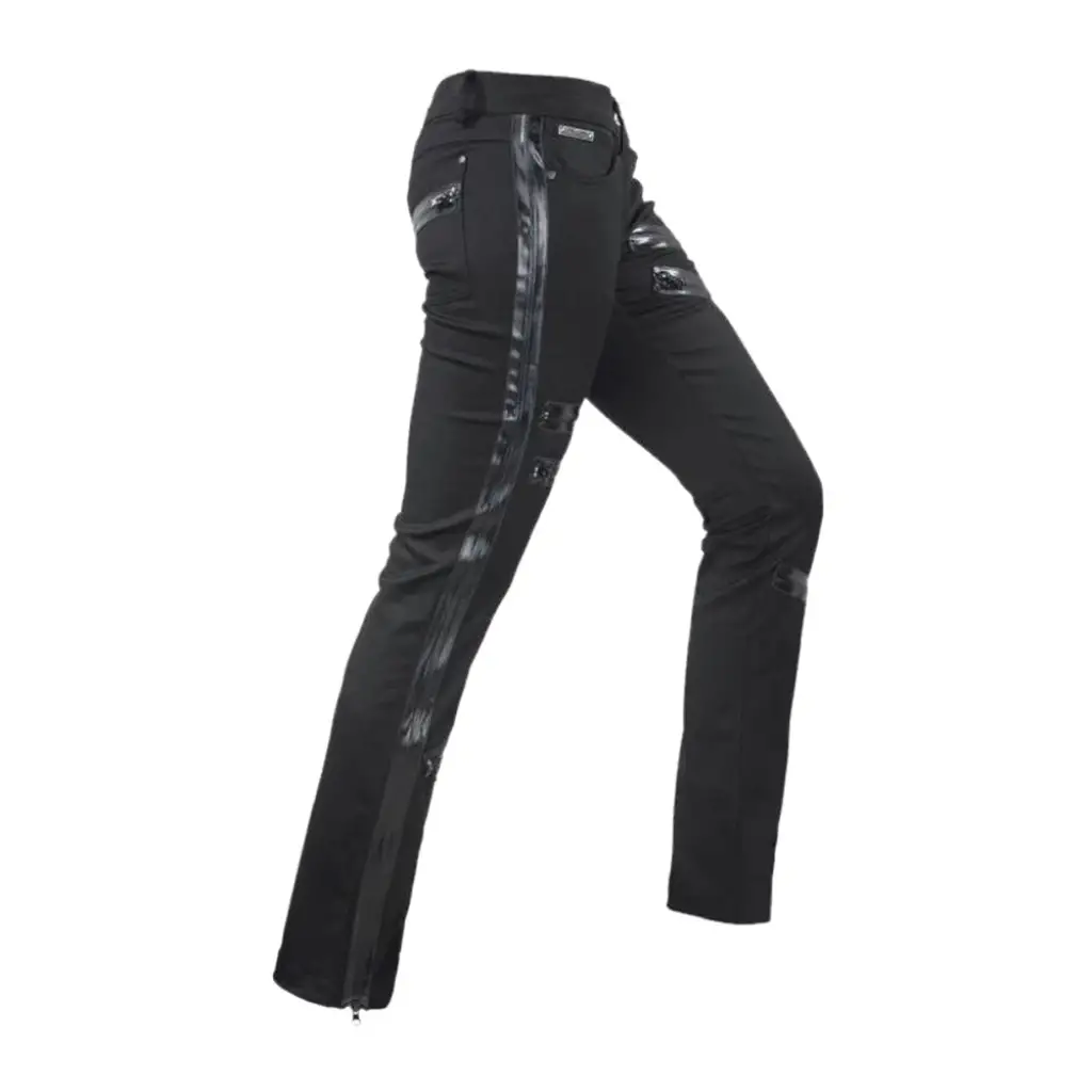 Ripped Skinny Gothic Jeans Women’s – Black Patches - Image 4