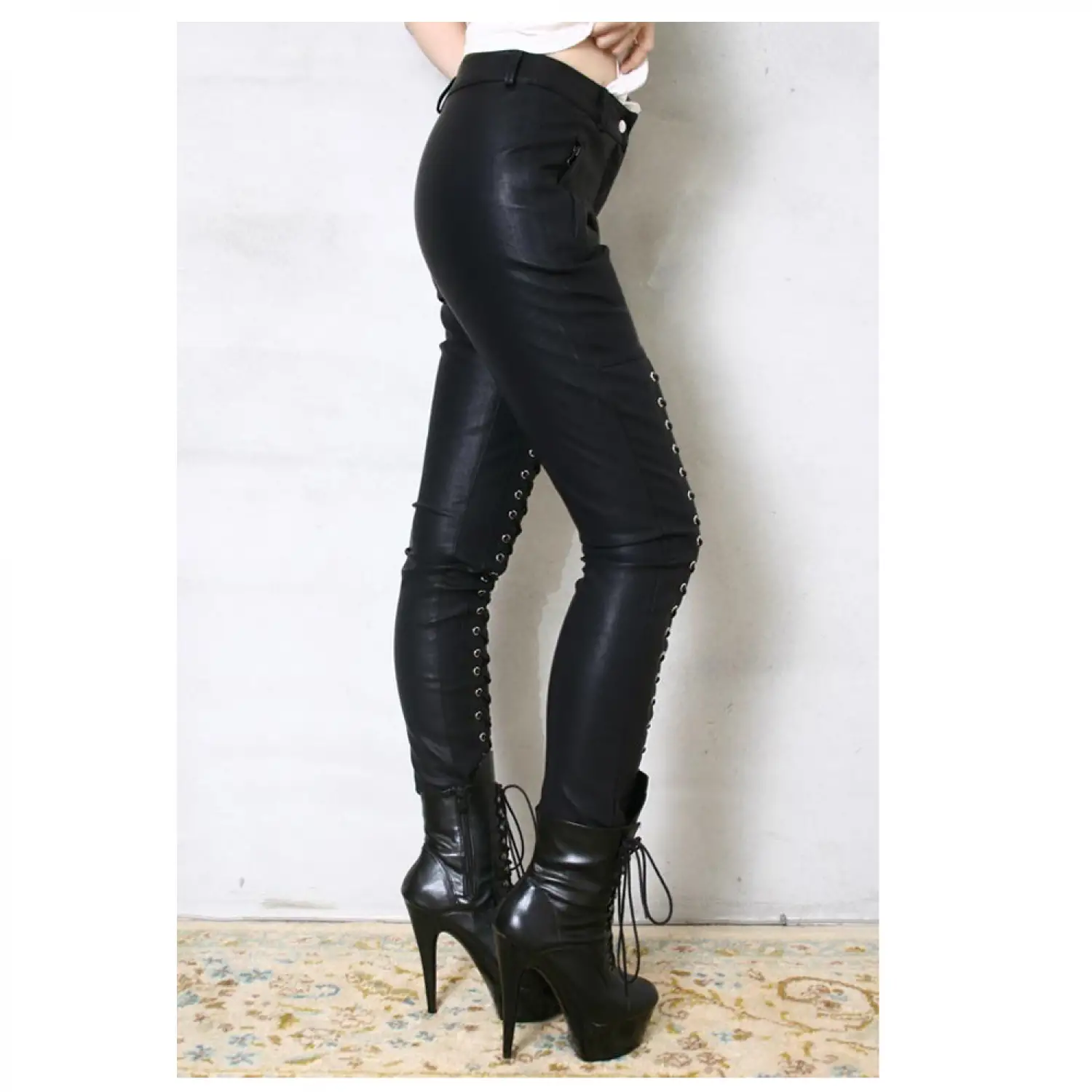 Punk Rock Motorcycle Leather Pant Women