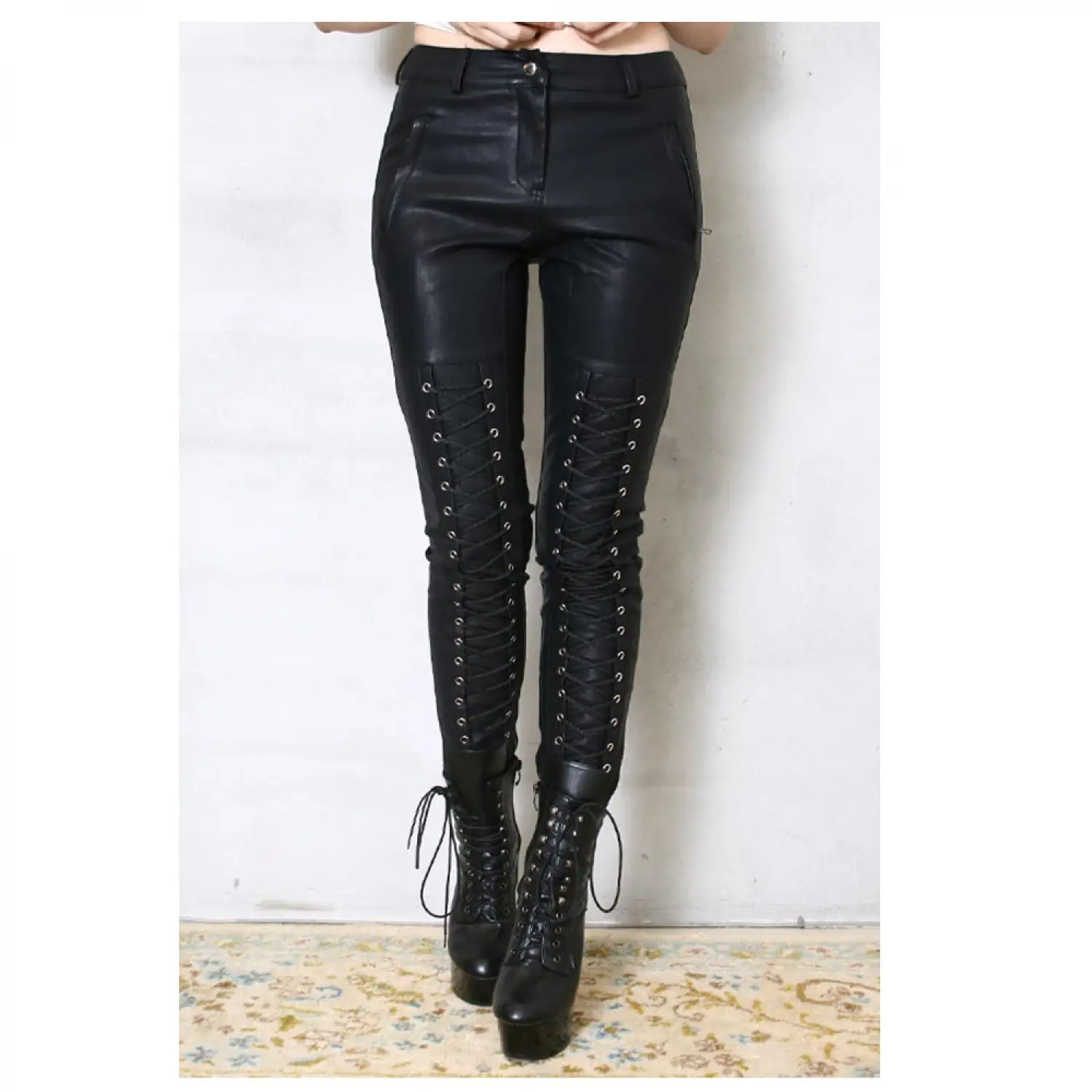 Punk Rock Motorcycle Leather Pant Women