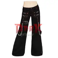 Women Punk Red Thread Trouser