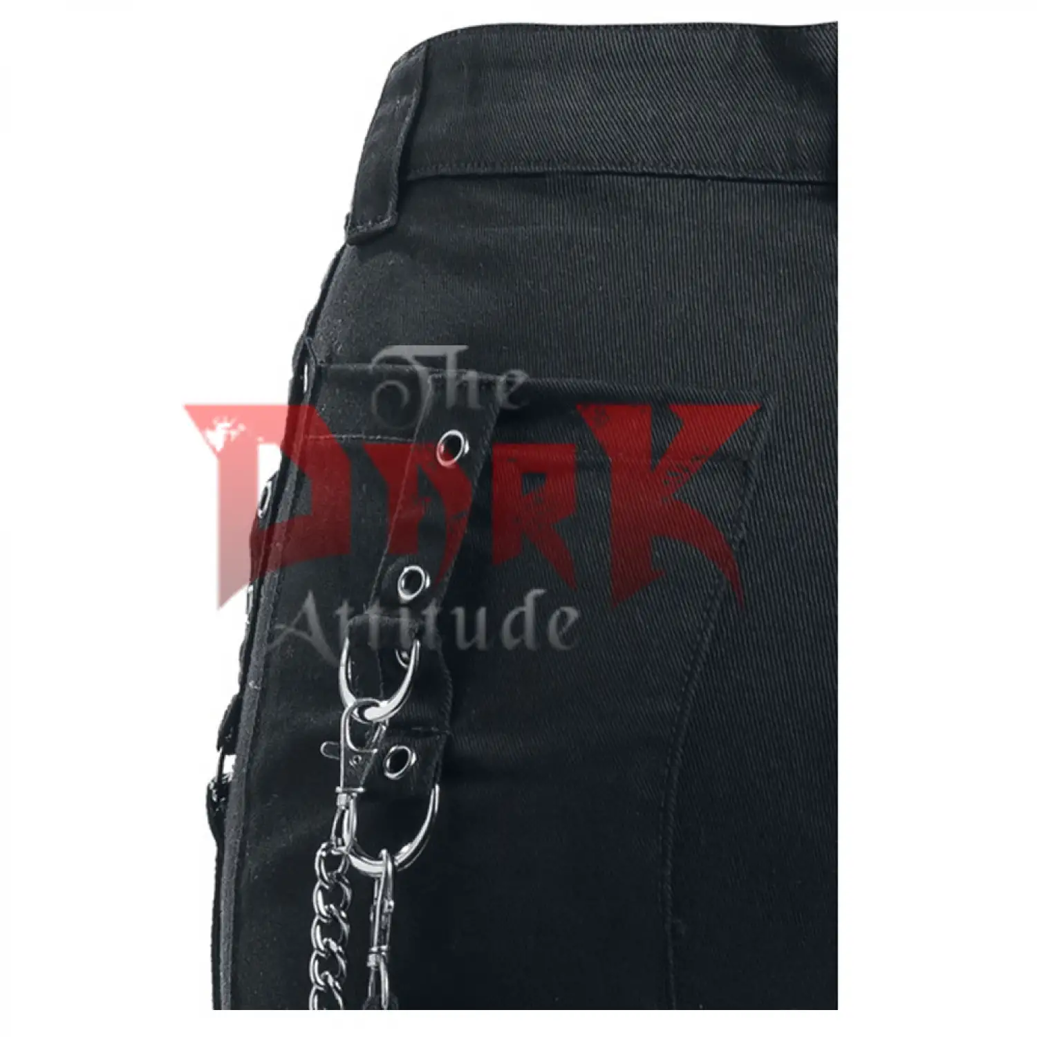 Black Gothic Steampunk Pant with chain, straps, and industrial hardware accents.