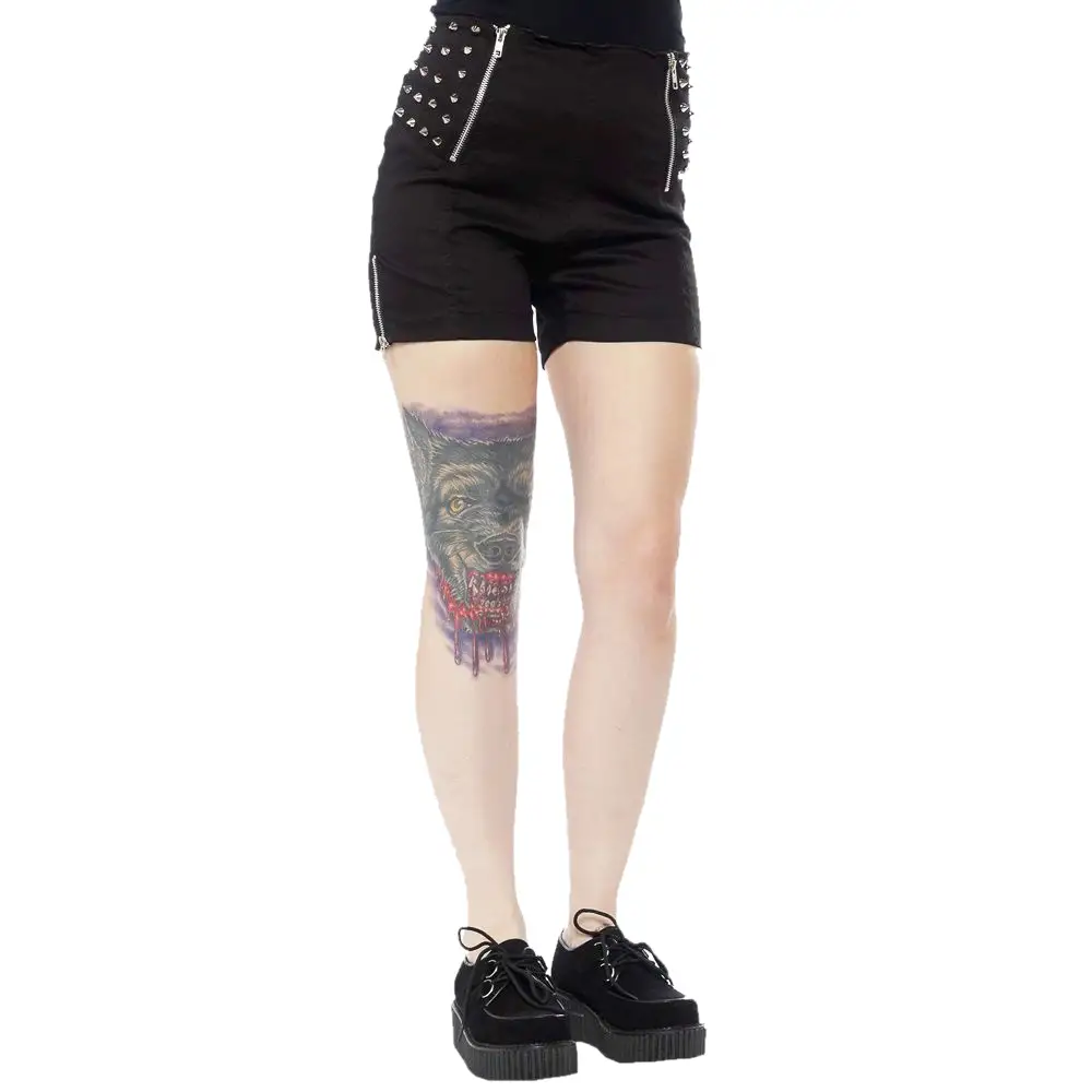 Women Punk Rock Gothic Shorts With Spikes Ladies Skirt