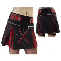 Gothic Black and Red Tartan Mini Skirt