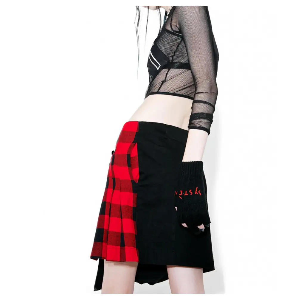 Women Gothic Plaid Sexy Fashion Utility Kilt Short Skirt