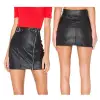 Women Genuine Leather Gothic Mini Skirt Zip Closure Buck