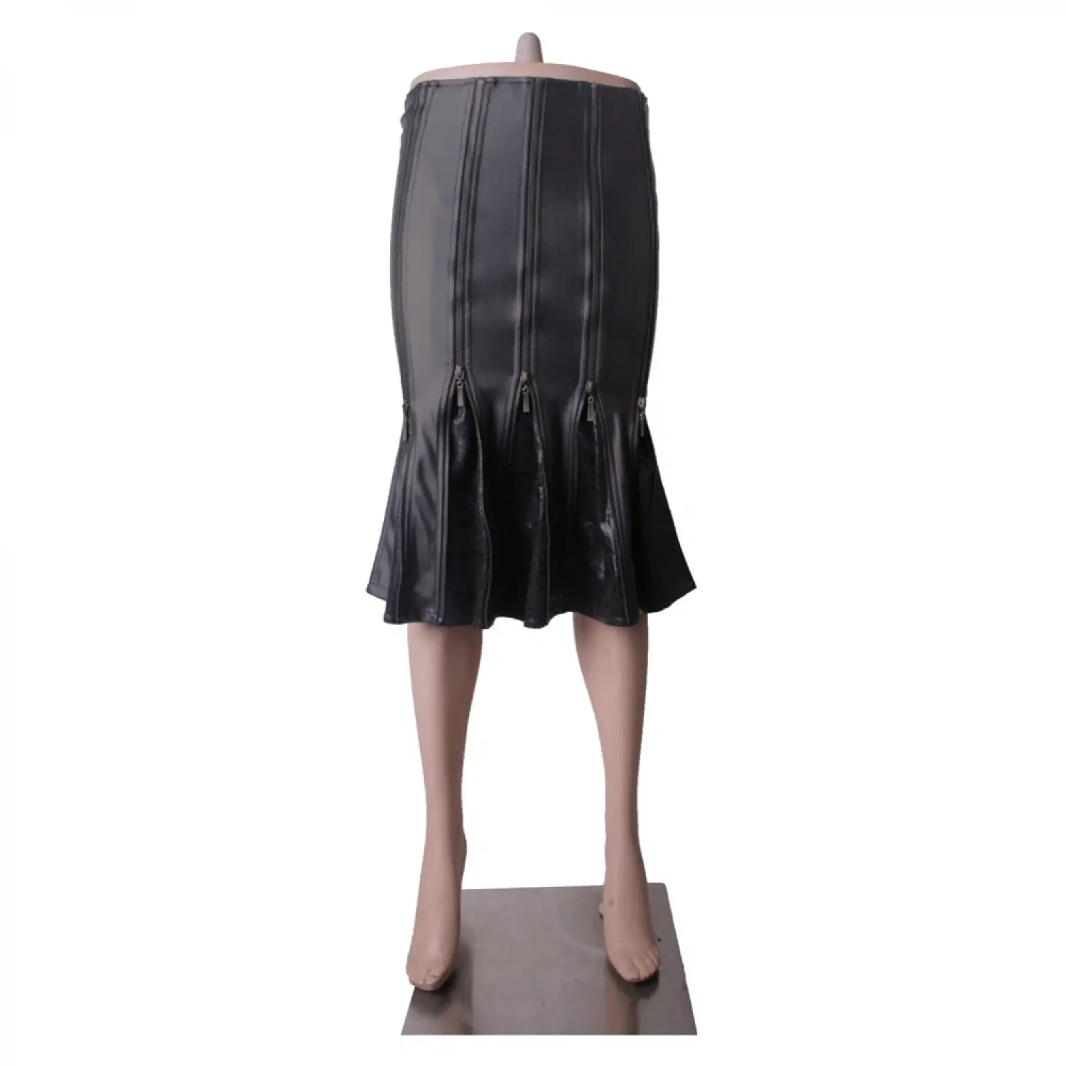 Women Black Leather Skirt Gothic Fishtail Zipper Skirt For Women