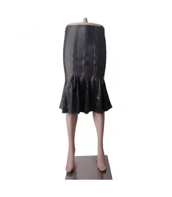 Women Black Leather Skirt Gothic Fishtail Zipper Skirt For Women