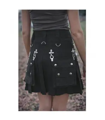 Women Gothic Skirt Metal Soft Real Cotton Sexy Women Mini Skirt