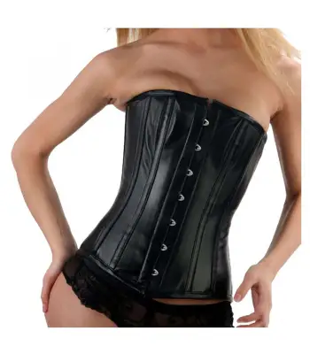 Women Front Hooks Overbust Leather Gothic Corset