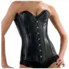 Women Front Hook Overbust Gothic Leather Corset Steel Bone