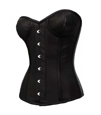 Real Leather Overbust Gothic Women Corset With Cups