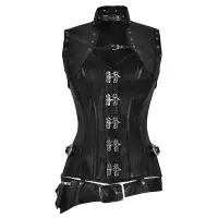Steampunk Overbust Belt Corset Women Clap Leather Steel Boned Corset