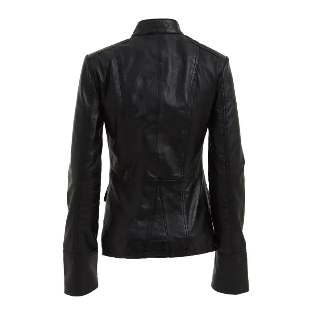 Women Military Gothic Leather Blazer Jacket - Image 4