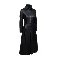 Women Vampire Black genuine leather Coat