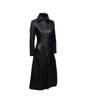 Women Vampire Black genuine leather Coat