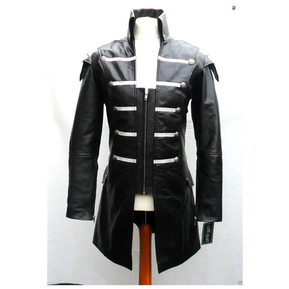 Men Gothic Leather Coat Steampunk Lambskin Goth Leather Jacket