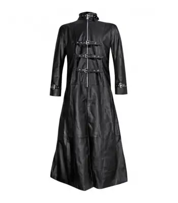 Men's Gothic Buckle Fastening Leather Coat