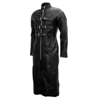 Mens Fetish Gothic Long Leather Coat