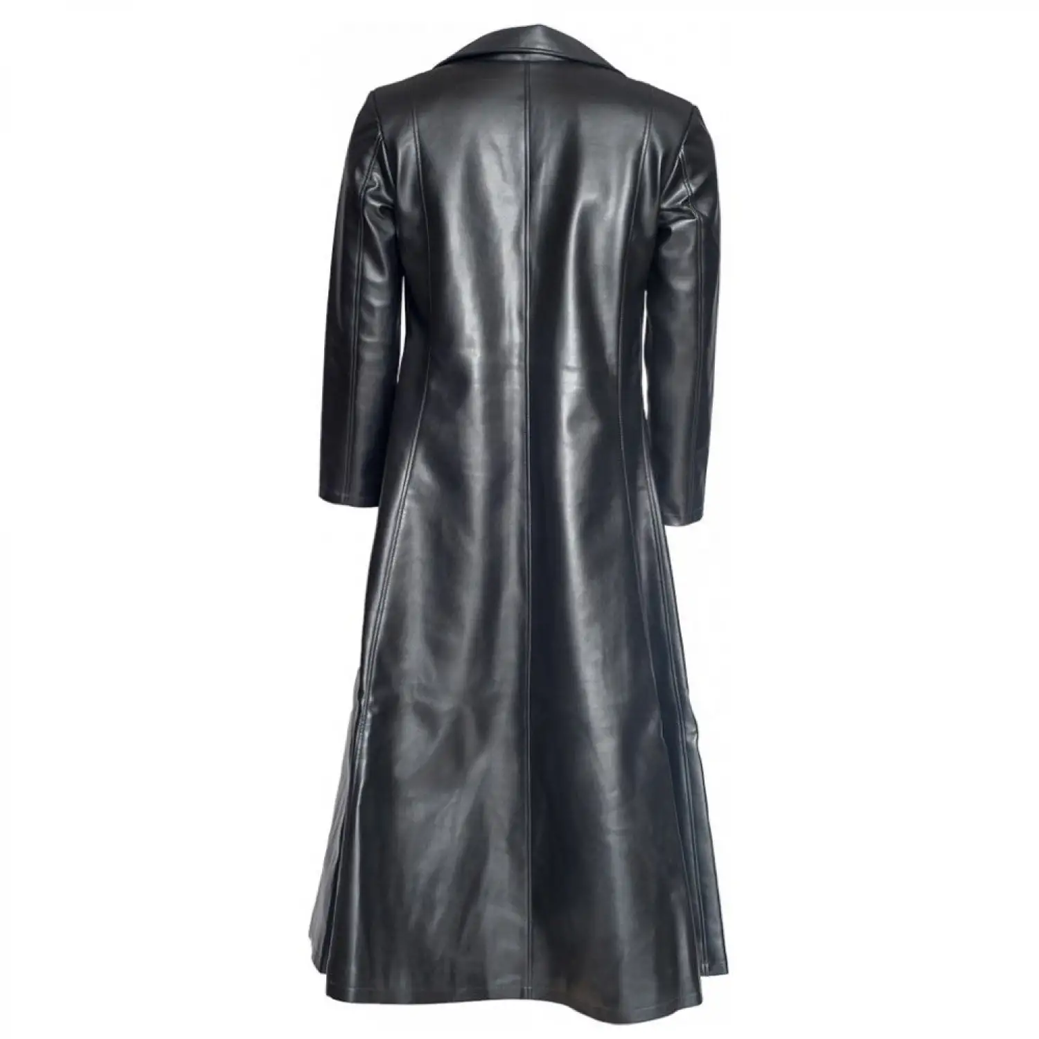Black Gothic Coat for Men, Steampunk PVC Leather Vampire Long Jacket with edgy design