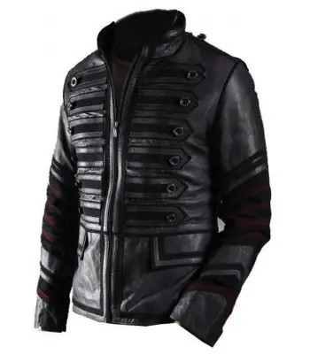 Black Leather Hussar Military Jacket