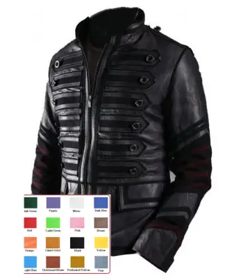 Black Leather Hussar Military Jacket