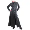 Women's Real Leather Gothic Long Coat Steampunk